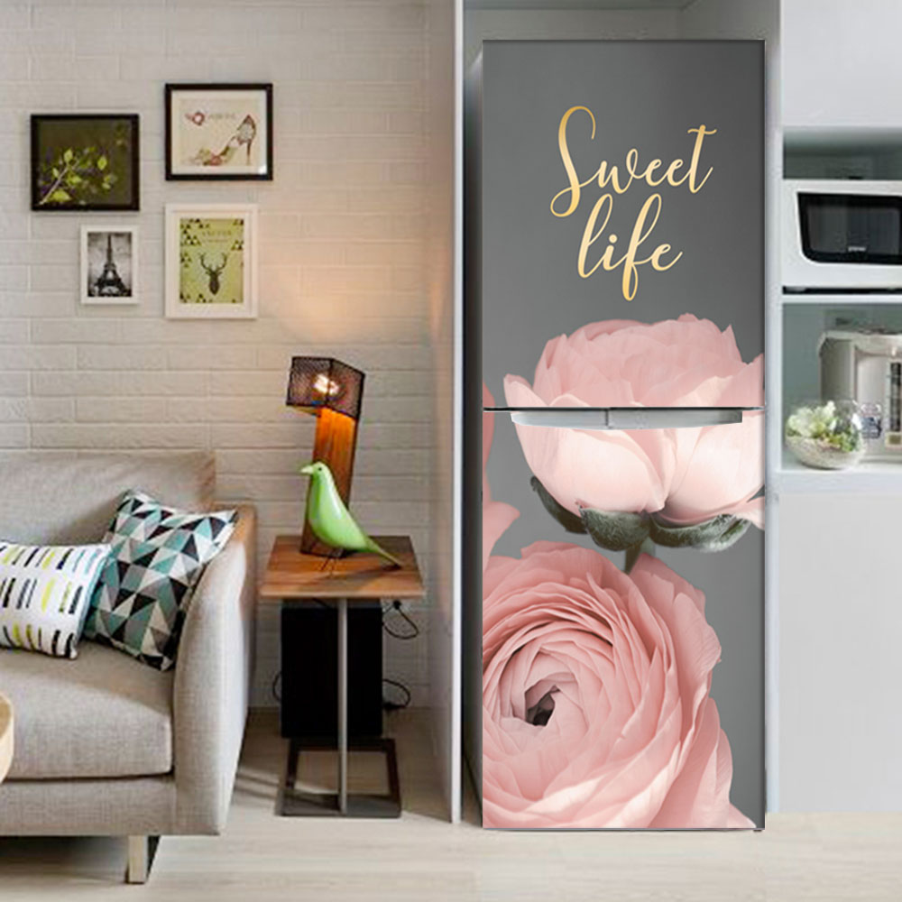 2Pcs/Set Sweet Life Door Stickers Pink Rose Door Stickers Glass Window Sticker 77x200cm 90x200cm