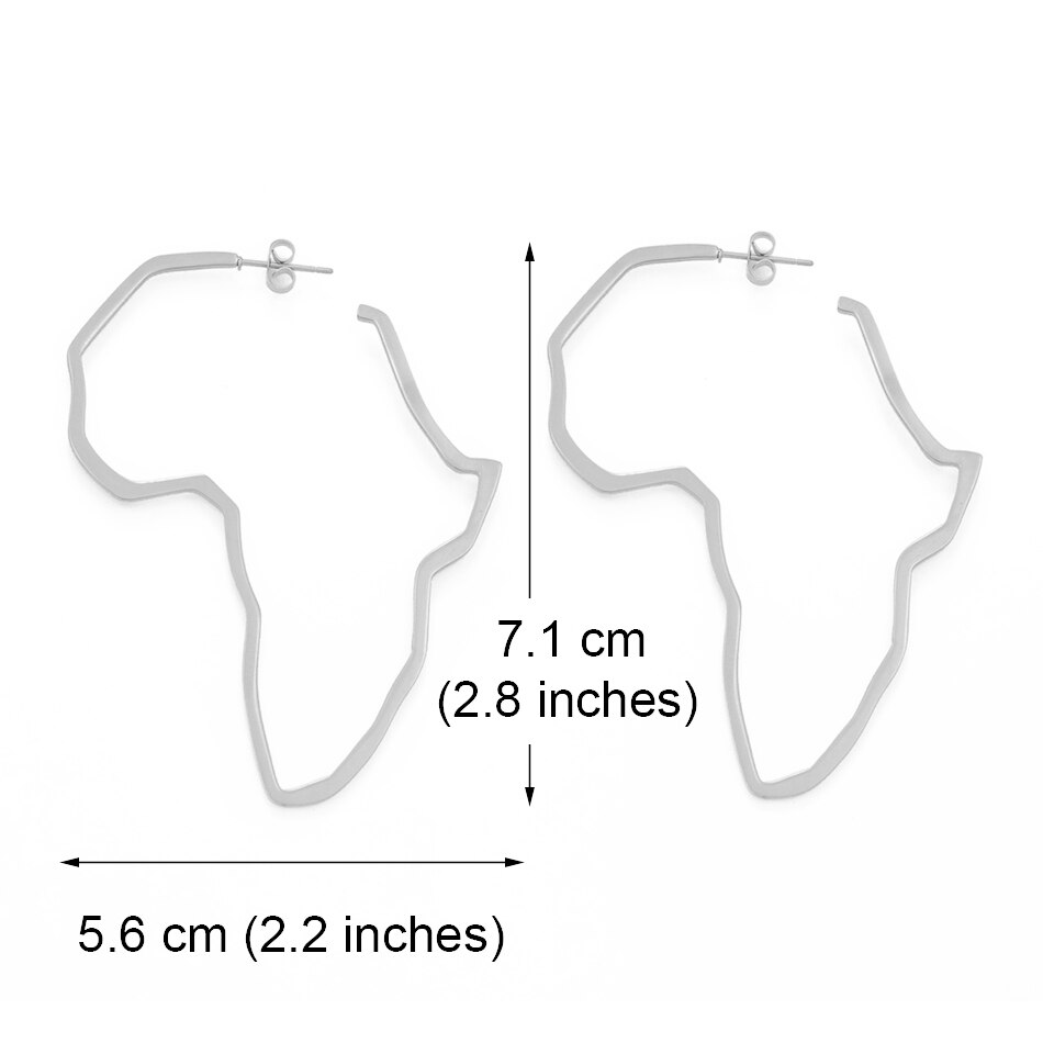 Anniyo Afrikaanse Kaart Grote Oorbellen Overdrijven Groter Oorbel Afrika Ornamenten Traditionele Etnische Hyperbole Christmas #103721: 7.1cm Silver Color