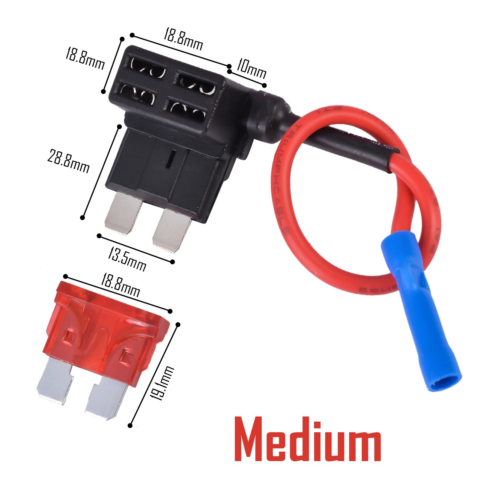 12V MINI SMALL MEDIUM Size Car Fuse Holder Add-a-circuit TAP Adapter with 10A Micro Mini Standard ATM Blade Fuse