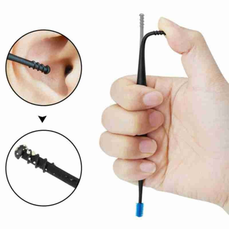 1Pc Zachte Siliconen Oor Pick Double-Ended Earpick Oor Micro Haren Herbruikbare Oor Schoner Lepel Spiraal Oor clean Tool Oor Zorg