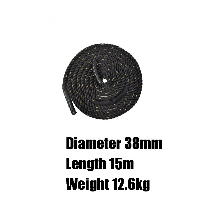 38mm 9/12/15m Power Training Rope Body Strength Training Sport Fitness Exercise Heavy Black Battling Rope Muscle Workout Ropes: 15 m