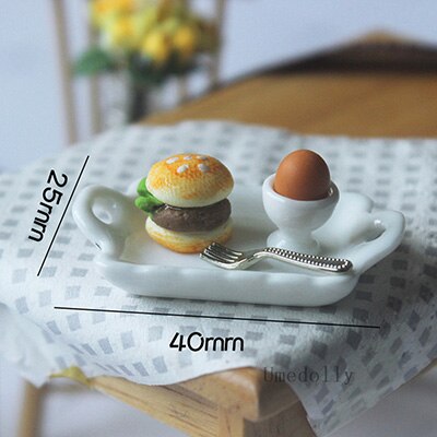 1 Set 1/12 Leuke Mini Hamburger Brood Thee Cup Plaat Model Miniatuur Poppenhuis Play Food Ontbijt Kithcen Accessoires Speelgoed: 1 set style C