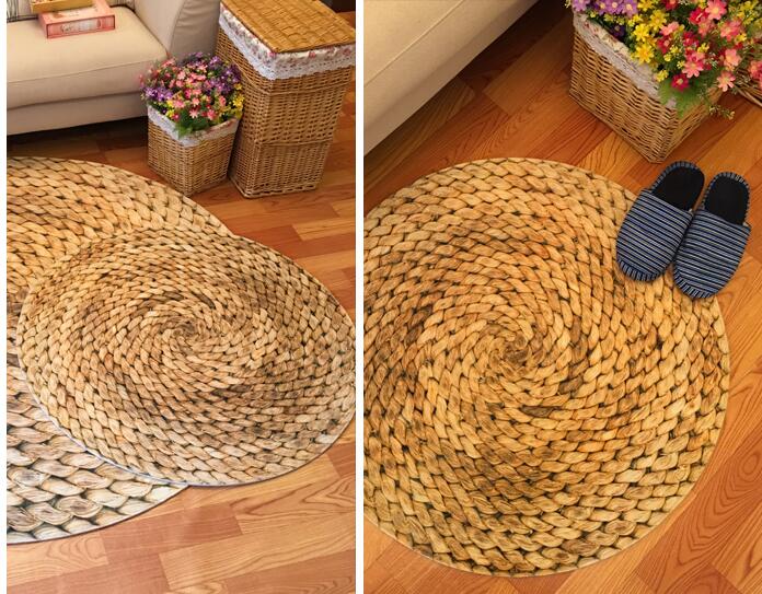 Indretning til værelse japansk 3d trykte halm runde tæpper tæppe børneværelse soveværelsesmåtte skridsikker gulvtæppe