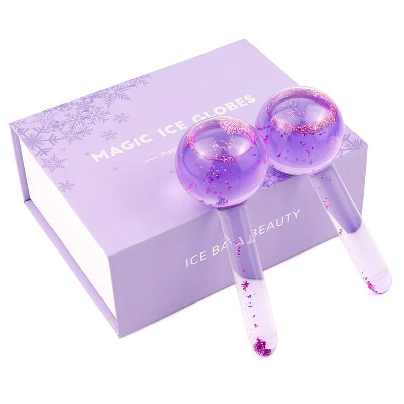 Beauty Ice Hockey Energy-bola de cristal para belleza, refrigeración Facial, ondas de hielo para masaje Facial y ocular: Púrpura