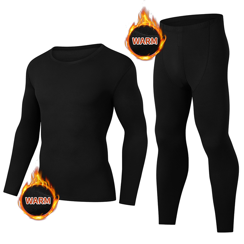 2/4 peças conjunto de roupa interior térmica masculina e adolescente simples e elegante manga longa camisa de fundo calças de cintura elástica p: XXL / Preto
