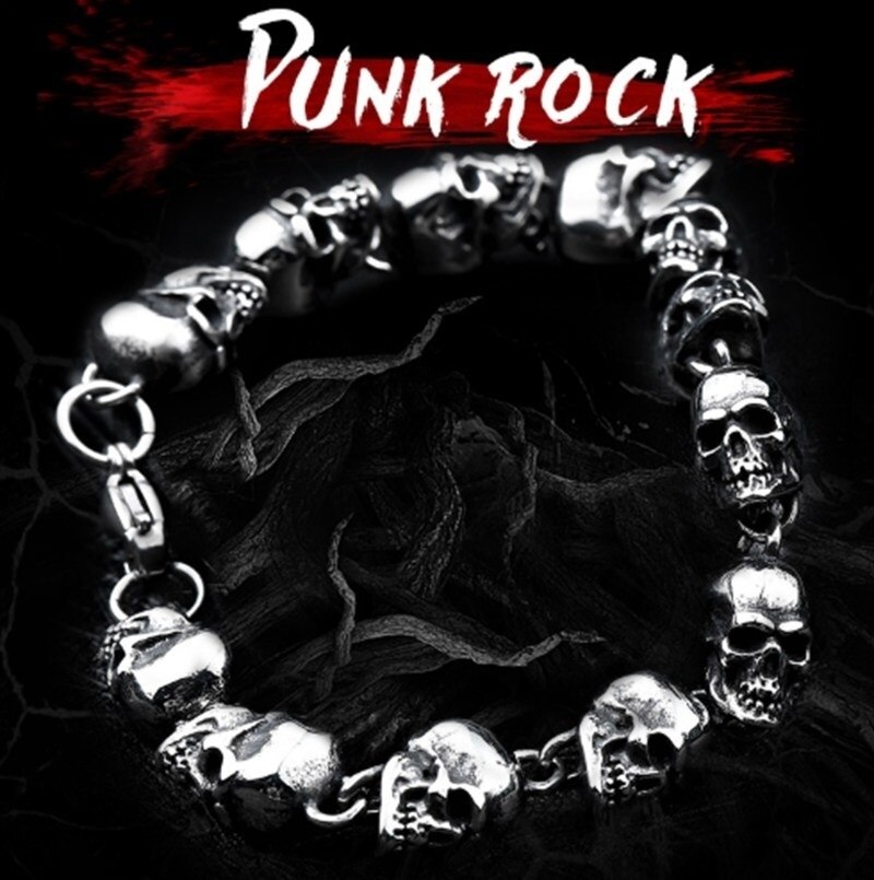 Classic Trend Punk Punk Skull Skull Bracelet for Men Skeleton Men Bracelet Boutique Jewelry