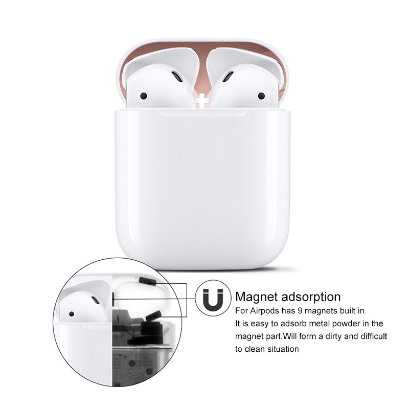 Etiqueta protectora de polvo de Metal para Airpods 2 1 pegatina protectora de piel para auriculares Airpods de Apple