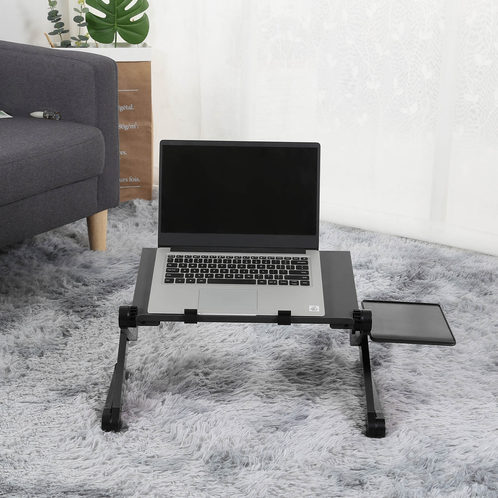 Adjustable Aluminum Laptop Desk Ergonomic Computer Desk Portable TV Bed Desk Tray