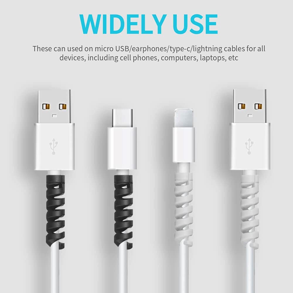 10Pcs Cable Protector Spiral Phone Charger Cable Saver Silicone Cable Management Organizer for Headphone Cellphone Mouse Cord