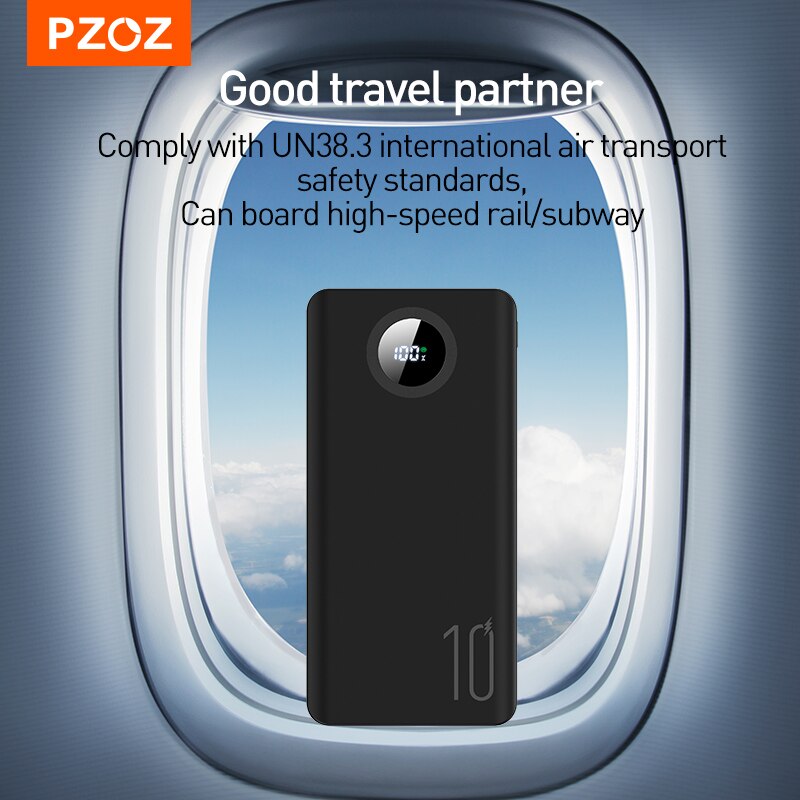 Pzoz 5A Power Bank 10000Mah Snel Opladen Mobiele Telefoon Externe Batterij Draagbare Oplader 20000Mah Powerbank Voor Iphone Xiaomi mi