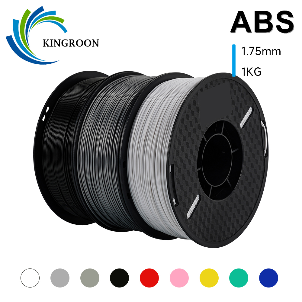Filamento ABS KINGROON, 1kg, 1,75mm, plásticos ABS de ingeniería de alta resistencia para impresora 3D, Material de impresión 3D, negro, blanco y gris