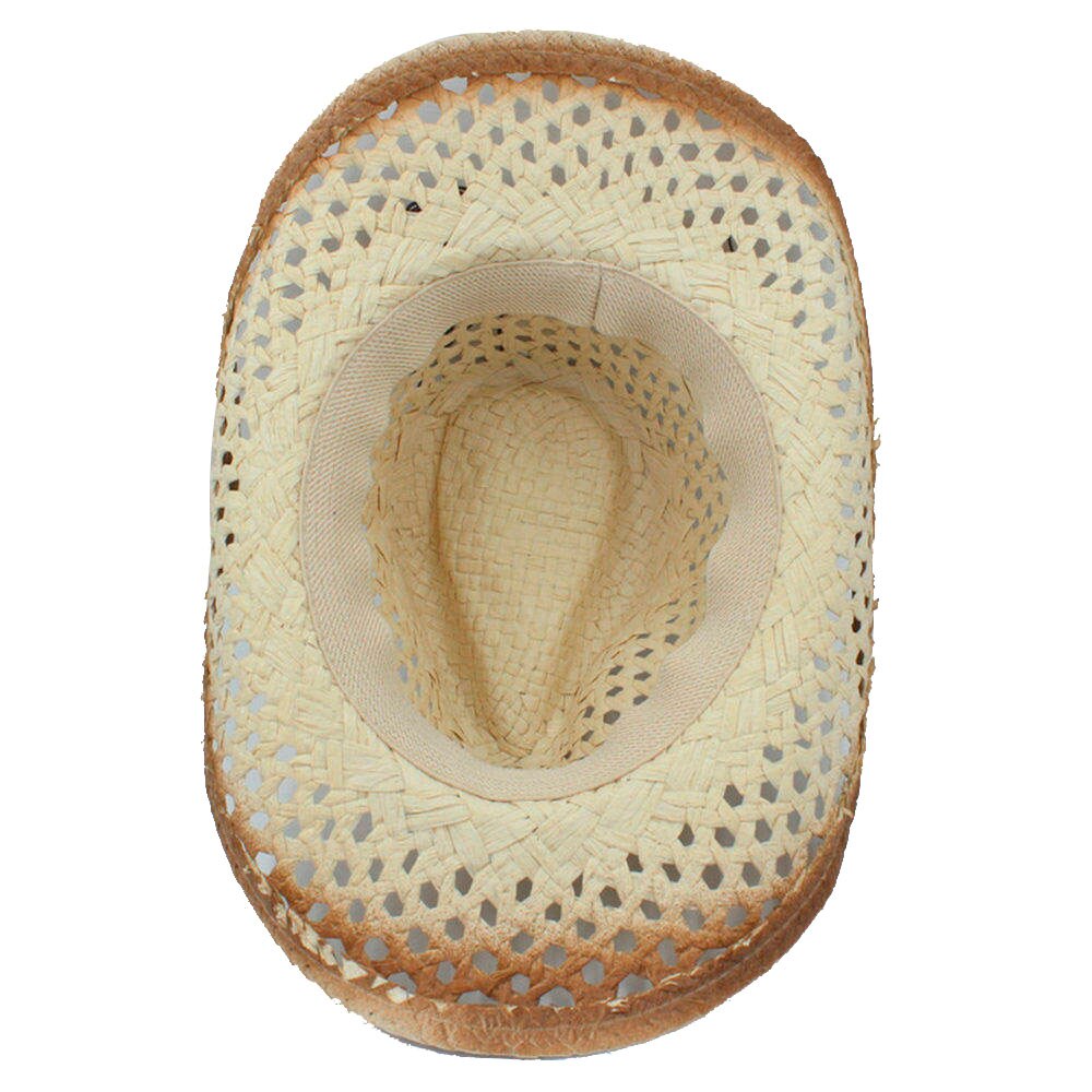 Frauen Männer Western Cowboy Hut WithLeather Punk Band Handgemachte Webart Sombrero Cowgirl Hut Größe 58 cm A0130