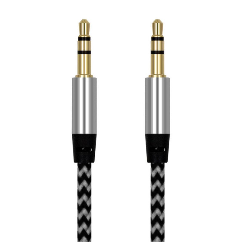 1m 3.5mm bil nylon aux kabel hann til hann plugg ledning bil lydkabel høyttaler linje for auto høyttaler hodetelefoner xiaomi huawei: Hvit