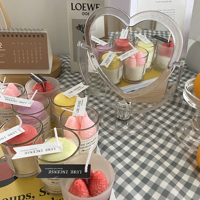 1pc Acrylic Double Side Makeup Mirror Cute Heart Shaped Cosmetic Mirror, Transparent Base Home Bedroom Desktop Make Up Mirror