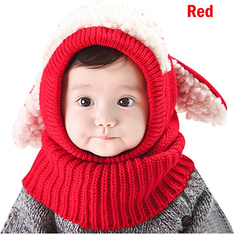 Winter Kid Kleuren Hoeden Meisjes Jongens Kinderen Warm Caps Sjaal Set Baby Meisjes Bonnet Enfant Cartton Leuke Kaki Roze Hoed: Red