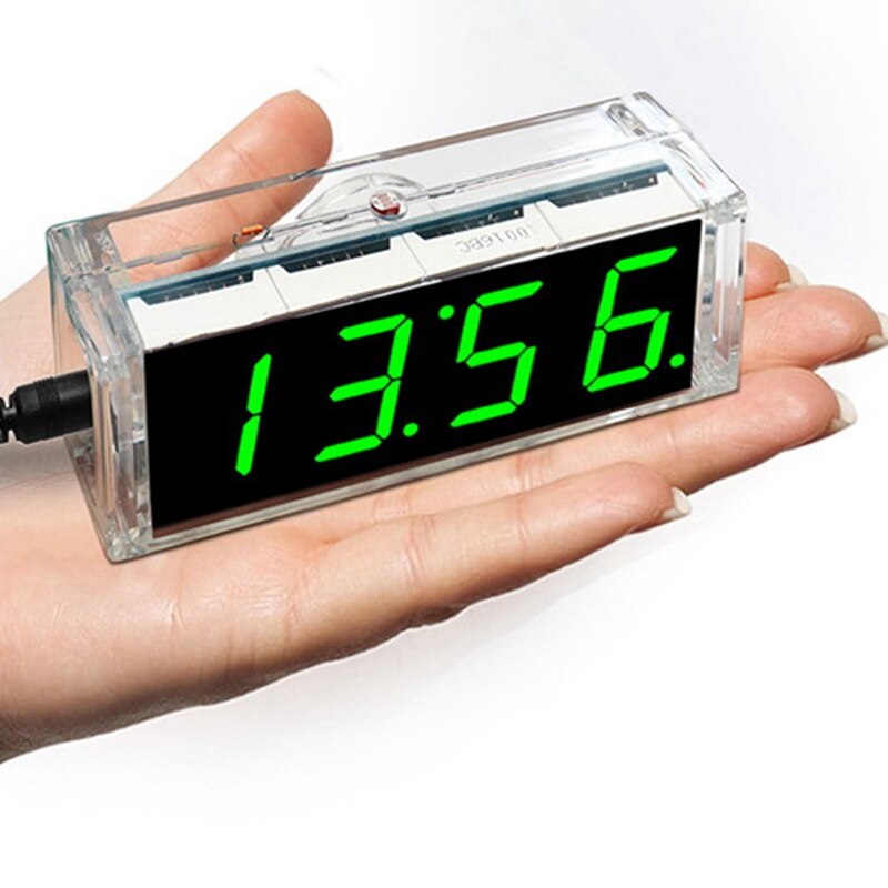 DIY Digitale Uhr Bausatz 4 Ziffer LED Elektronische Uhr Bausatz Großen Bildschirm Mit transparent fallen LED Grün