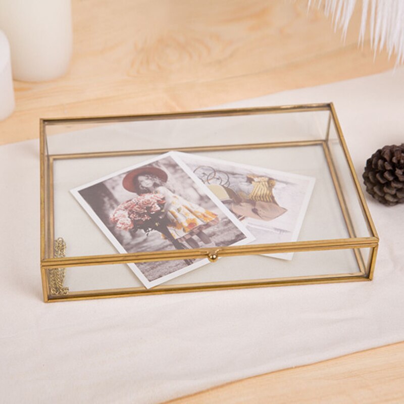 Nordisk stil retro glas smykker opbevaring æske smykker display box desktop opbevaring organisation boligindretning