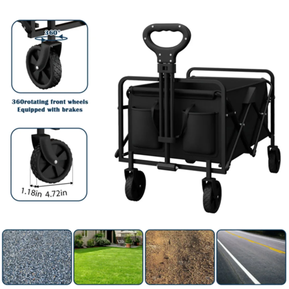 Foldable Portable Camping Trolley Outdoor Multi-function Foldable Carts Wagon for Beach or Shopping Utility Camping Vehicle
