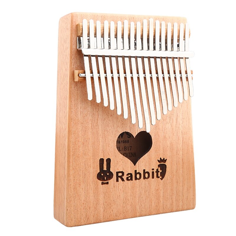 17 Keys Kalimba Thumb Piano with Tune Hammer Wood Hand Finger Piano for Kids Adult Beginners Heart Rabbit Style