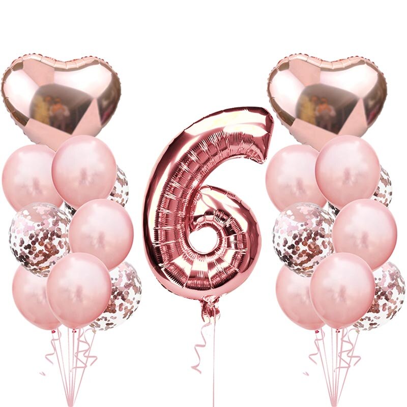 Søde 1st fødselsdag rose guld tal balloner 2 3 4 5 6 7 8 9 års fødselsdagsfest dekorationer børn konfetti ballon børns xn