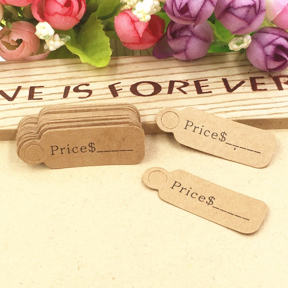 100 pcs 4.5x1.5cm price tag Kraft paper tag DIY kraft label paper