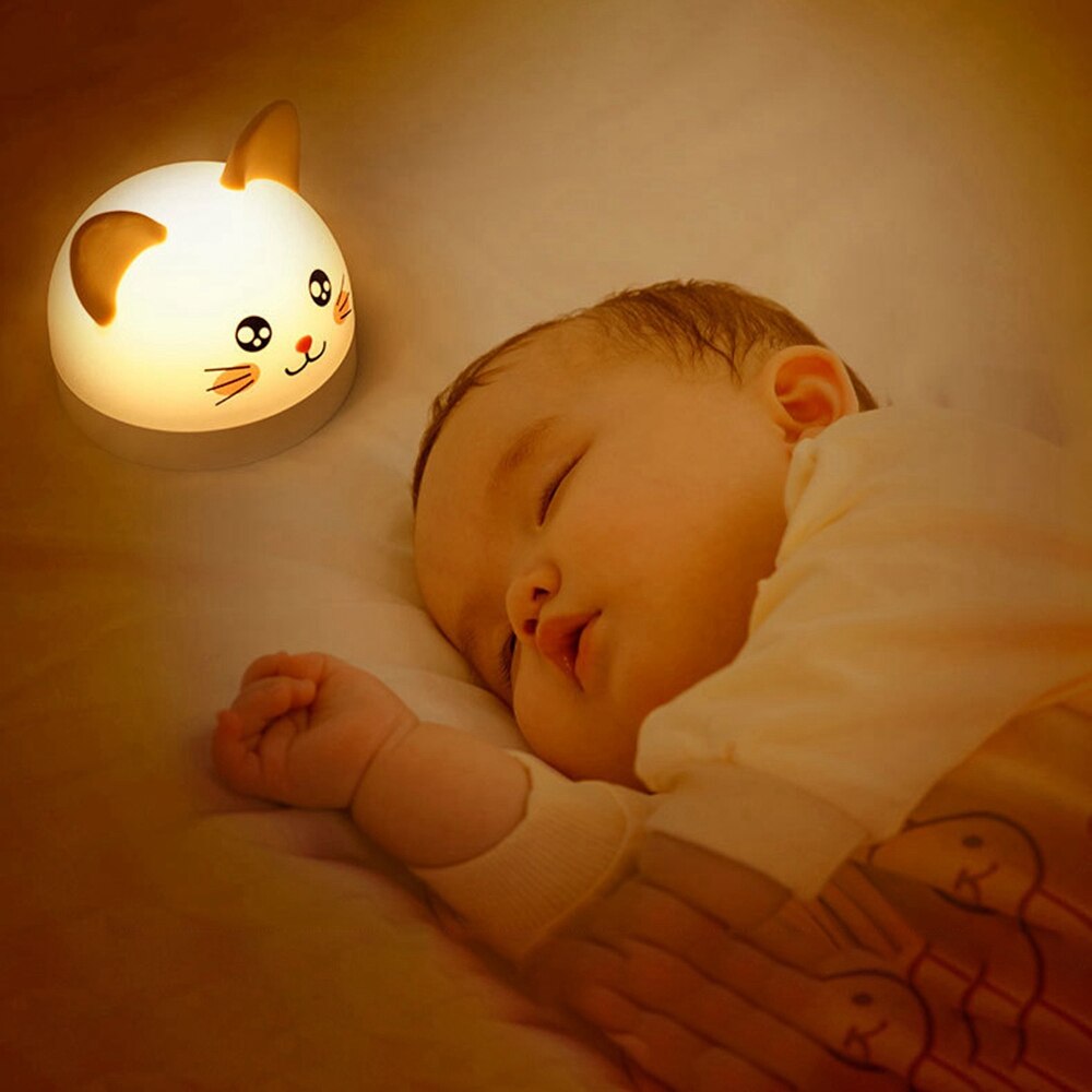 Réveil en forme de chat mignon pour enfants, 3 couleurs, LED, minuterie, veilleuse Rechargeable, pour enfants