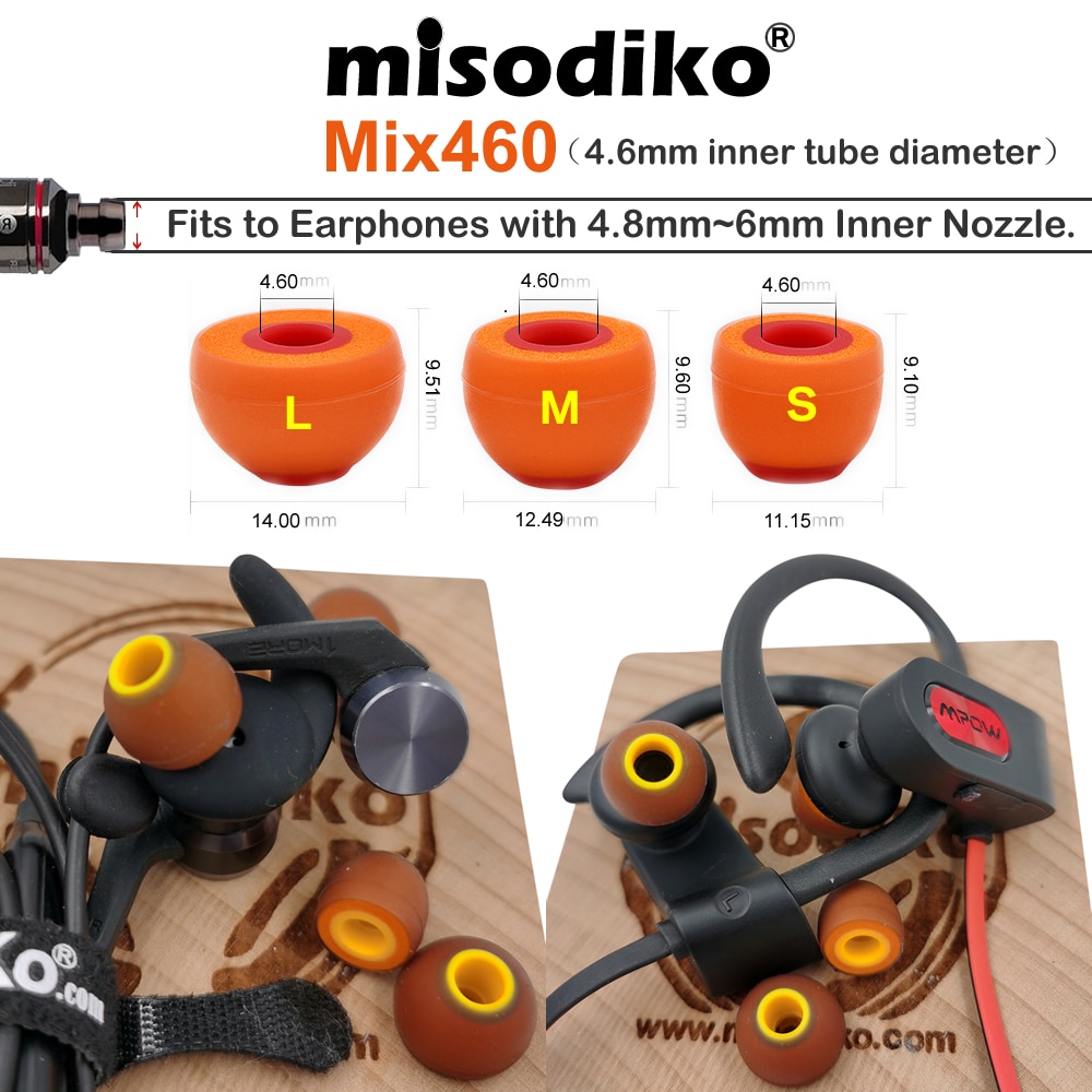 misodiko Mix460 Earbuds Ear Tips Eartips for Jaybird X4 X3 X2, BlueBuds X, Freedom 2, F5/ 1MORE/ Sony MDR XB55AP XB75AP EX650AP