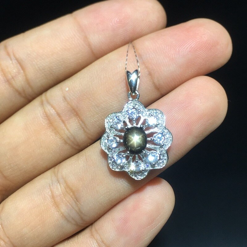 925 Sterling Silver Color Pendants Natural Sapphire Necklace Pendant for Women Natural Gemstone Pendant