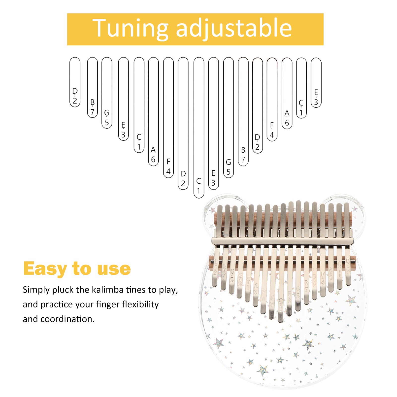 1 Set Kalimba Thumb Mini Piano Crystal Glass Finger Piano Musical Instrument