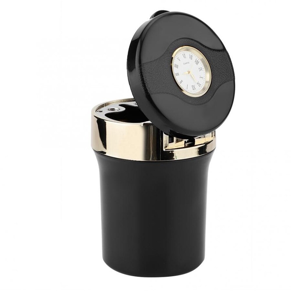Universele Auto Asbak Auto LED Metalen Asbak multifunctionele Horloge Asbak met een klok blauwe LED verlichting Auto Accessoires: Default Title