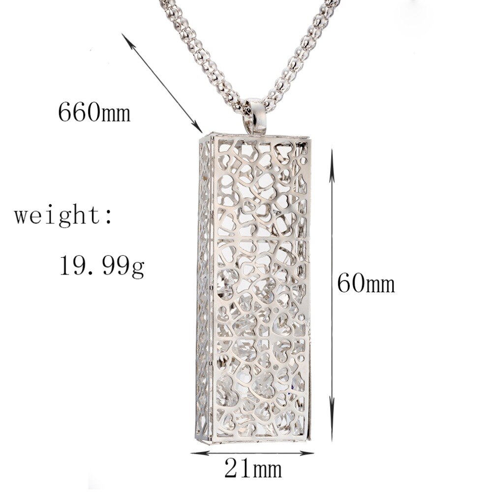 Charmant Hollow Rechthoek Column Vrouwen Hanger Ketting Gold Metal Zirkoon Kralen Hangers Ketting Kostuum Sieraden