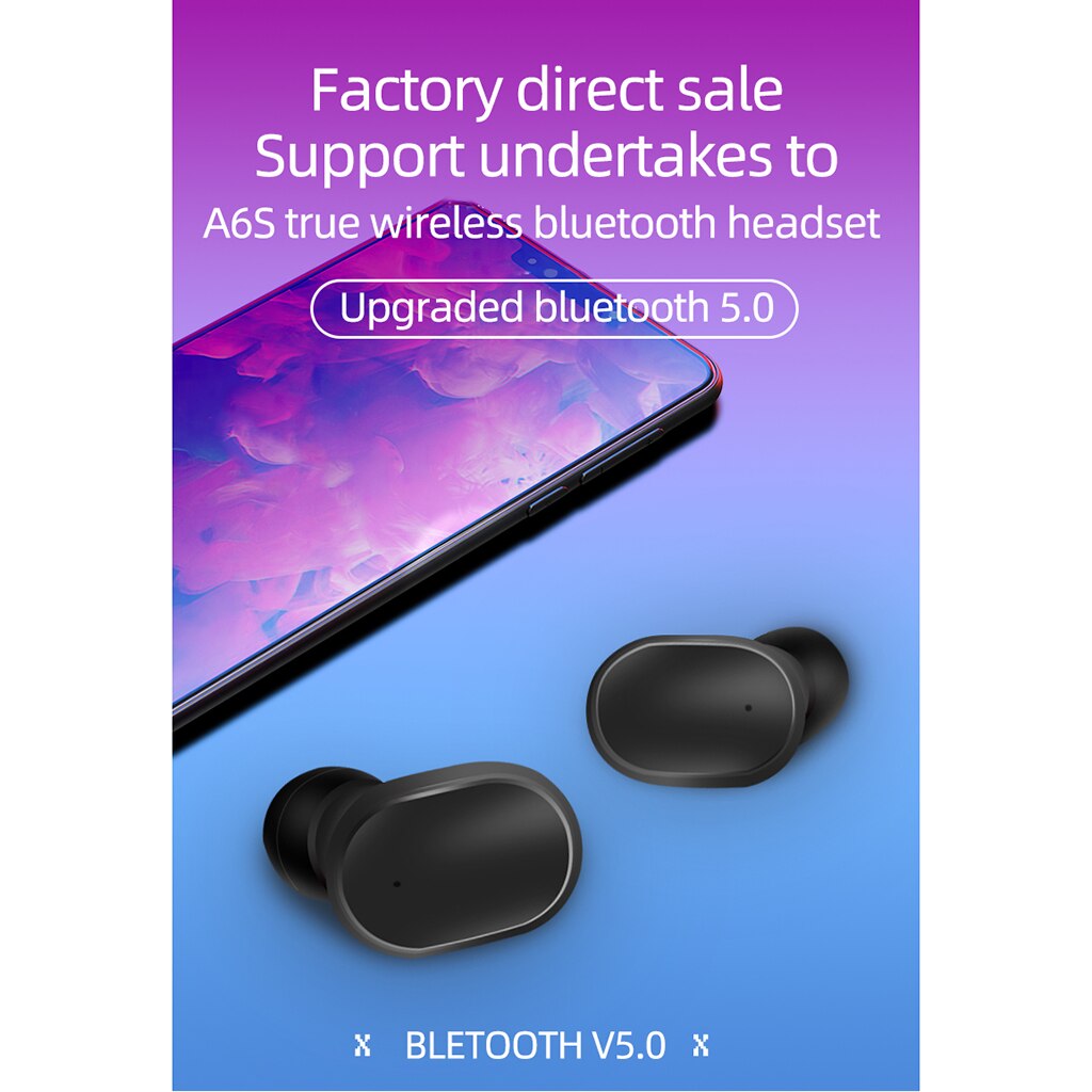 A6s tws airdots headset 5.0 bluetooth headsets stereo oordopjes ruisonderdrukkende headset met microfoon voor redmi airdot draadloze oordopjes