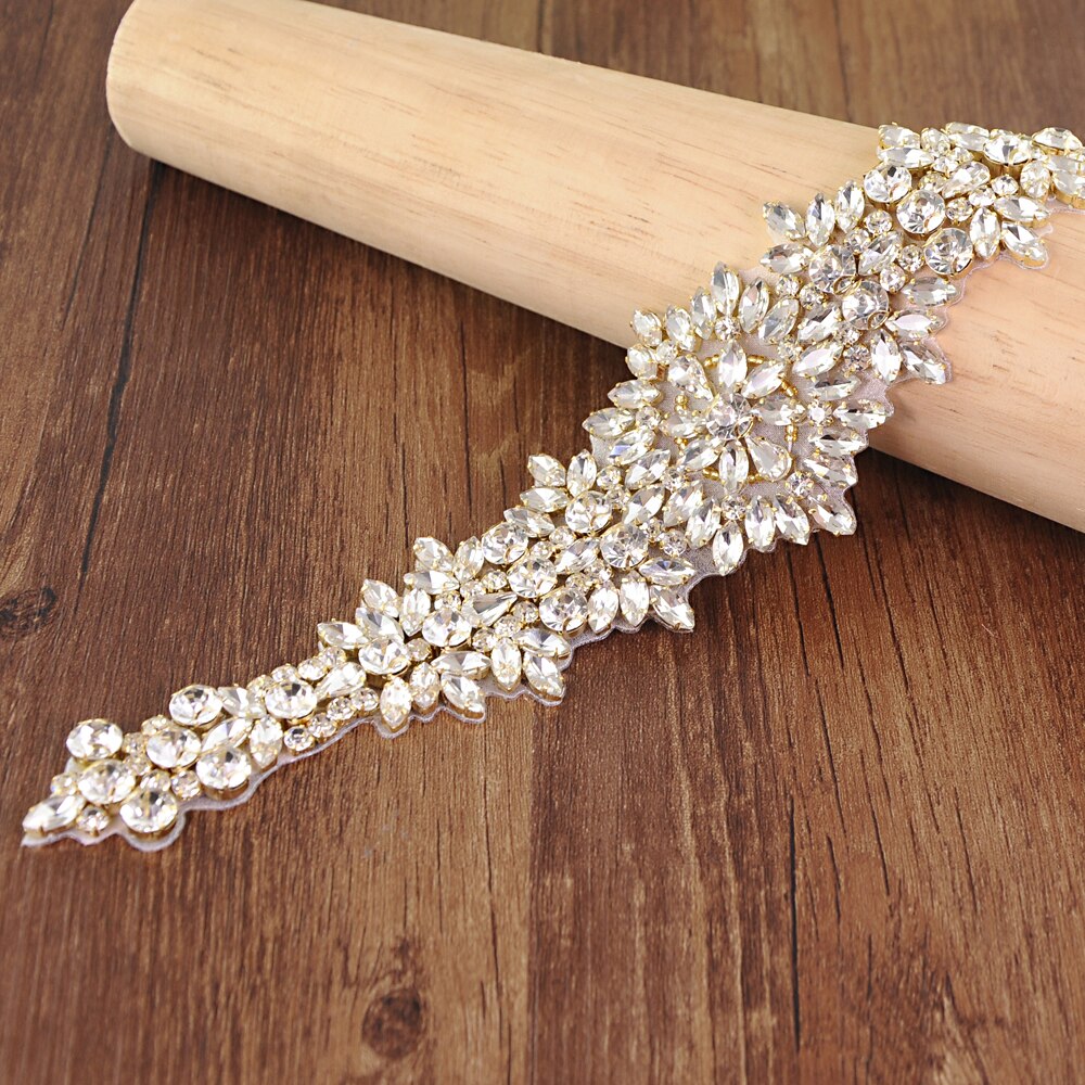 TRiXY S319-G Goldene Strass Gürtel Braut Gürtel Schärpen Bänder Hochzeit Gürtel Schärpen funkelnd Braut Gürtel Brautjungfern Kleider Gürtel