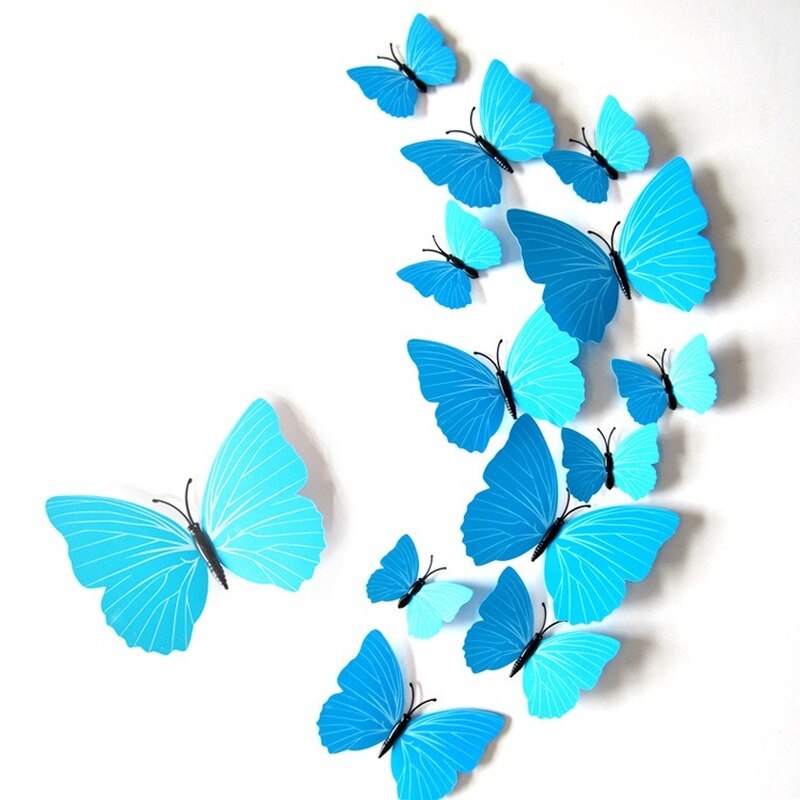 12 Stks/set Kleurrijke 3D Vlinders Muursticker Mooie Vlinder Sticker Met Magneet Voor Kid Kamer Muurstickers Home Decoratie