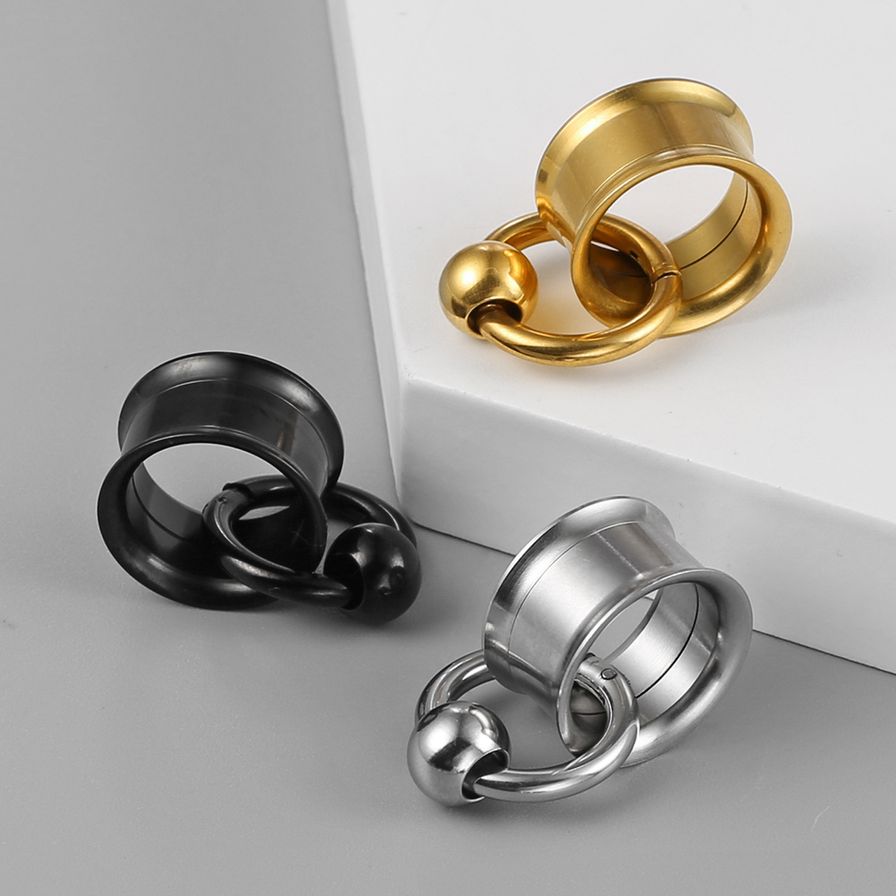 Twolobes 316 2 uds. Medidores de oreja redondos de acero inoxidable, tapones expansores, perchas para oreja, Piercing de túnel, joyería corporal para mujer, tachuelas ensanchadoras