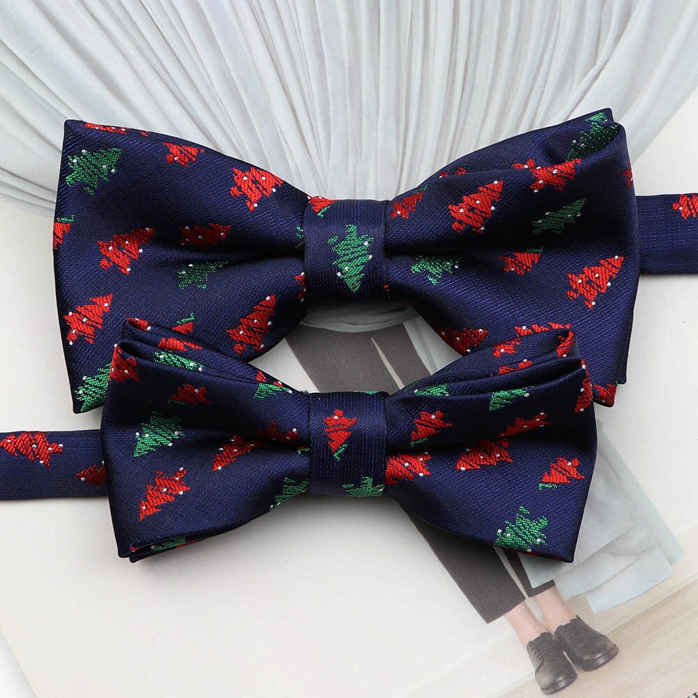 noël noeud papillon ensemble père noël arbre de noël Parent-enfant Polyester rouge bleu papillon Festival accessoire: Set 5