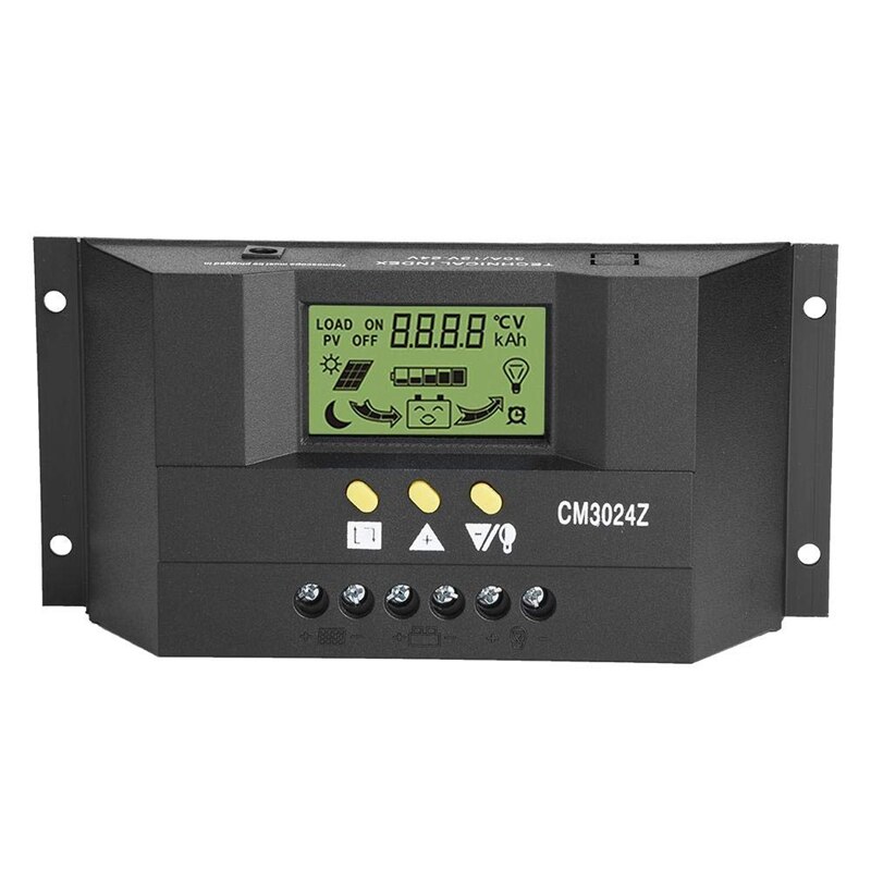 CM3024Z 12V/24V 30A Regulator Generator Charge Mode PWM Voltage LCD Solar Controller Plug In: Default Title