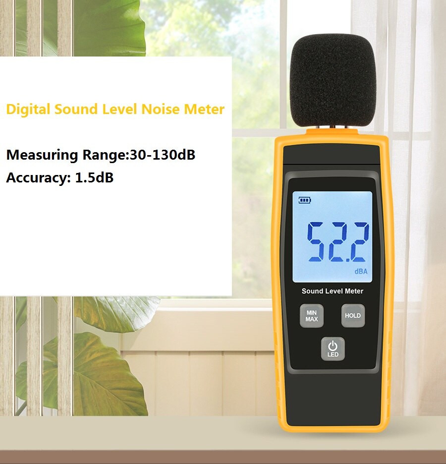 Digital Sound Level Noise Meter 30-130dB Decibel Detector LCD Backlight RZ1359 Noise Meter Sound Measurement Instruments