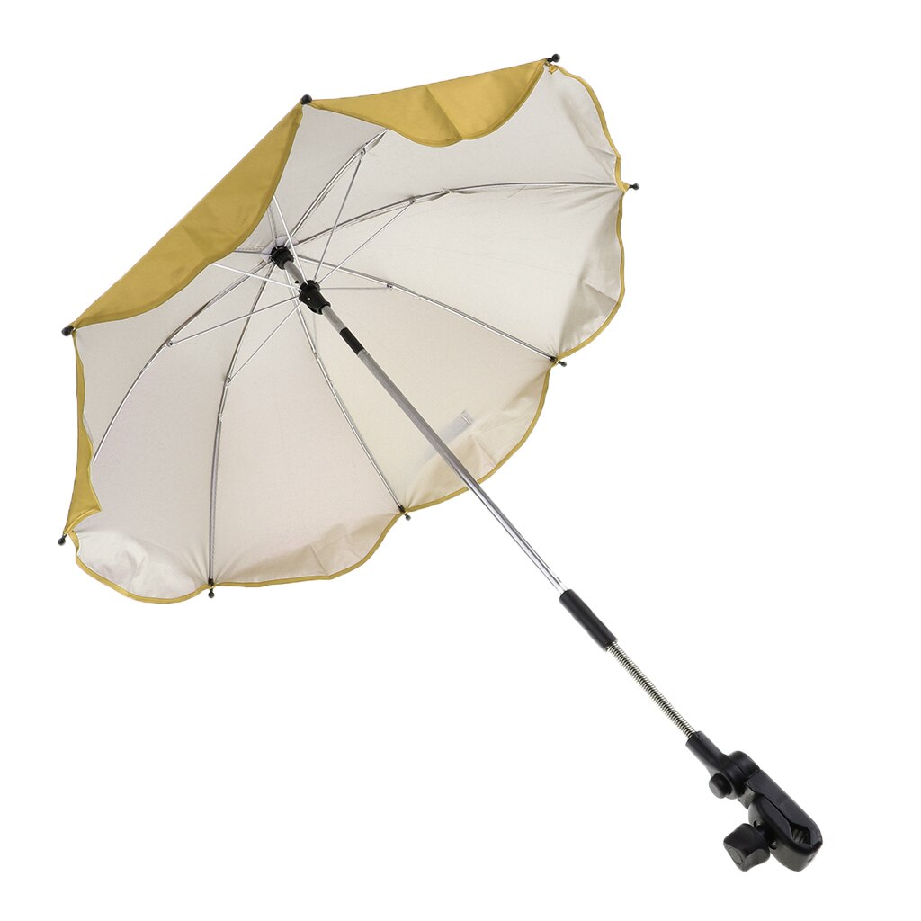 Foldable Summer Outdoor Beach Sunshade Umbrella Sun Protection Parasol Shelter All-weather with Universal Clamp Travel Anti-UV: Yellow