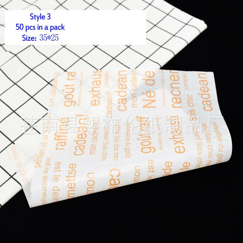 50 Uds papel encerado para alimentos grado grasa papel envolturas de alimento papel de envolver para pan Sandwich hamburguesa patatas fritas papel de envolver herramientas: C