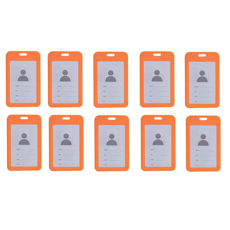 10Pc ID Holder with Neck Lanyard Strap ID Badge Holder Clear Waterproof ID Card Holder with 1 Credit Card Slot: Orange