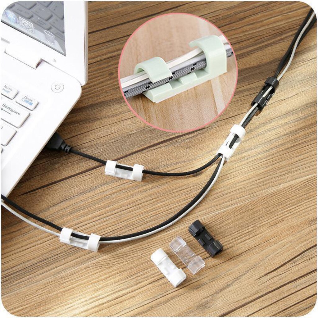 16/20Pcs Self Stick Wire Organizer Line Cable Clips Buckle Clamp Table Wall Fixer Fastener Holder Data Telephone Line Winder