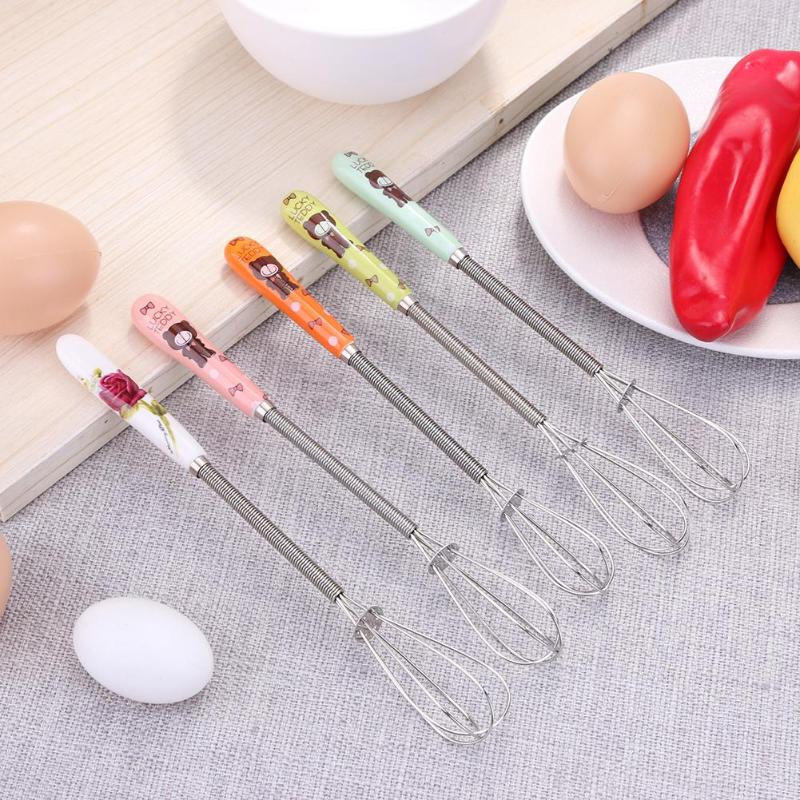 Multifunction Ceramic Handle Stainless Steel Hand Egg Beater Manual Egg Stirring Whisk E5M1
