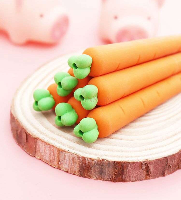 school supplies 3pcs cute children&#39;s pen-shaped carrot carrot eraser special stationery supplies