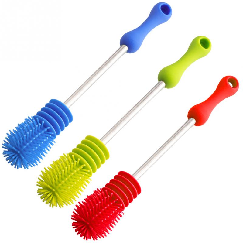 Silicone Cup Scrubbing Feeding-bottle Brush Long Handle Soft Sponge Baby Bottle Brush