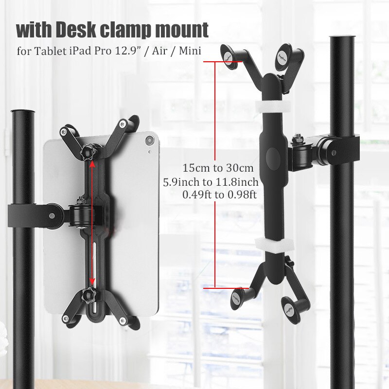 Tablet Holder with Desk Clamp Mount Wall Bracket Stand for iPad Pro 12.9" 10 inch Air Mini Monitor Samsung Huawei