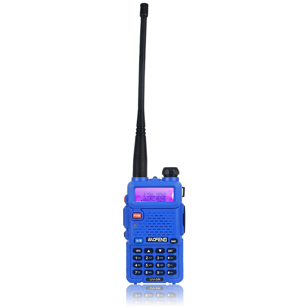 Baofeng UV-5R Dualband Walkie Talkie VHF 136–174 MHz UHF 400–520 MHz 128 Kanal 5 W FM tragbares Zwei-Wege-Radio mit Headset: Blau / American