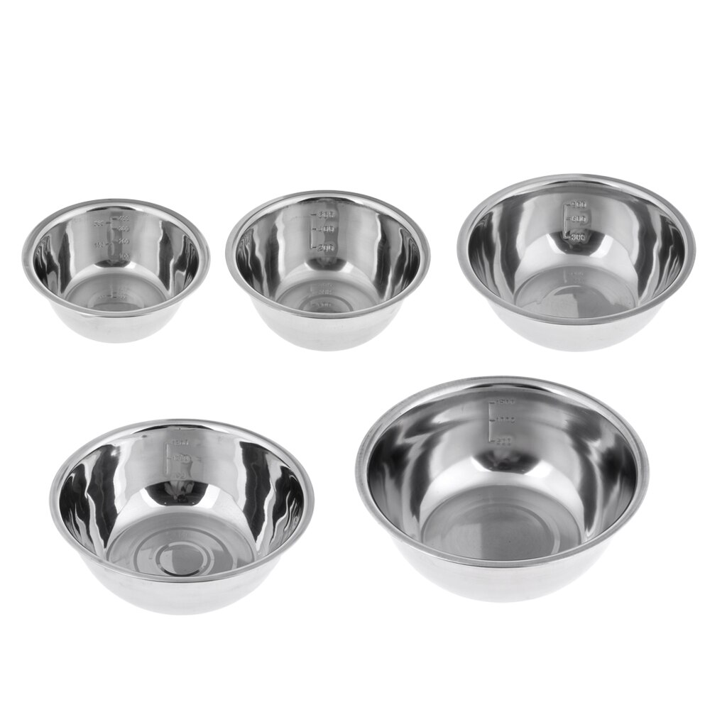 5 PCS Stackable Stainless Steel Bowl Set Camping BBQ Fishing
