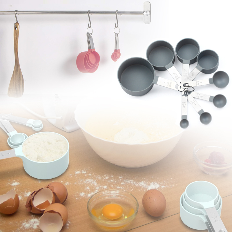 4/8 uds/1 Juego taza medidora cucharadita cuchara multiusos para azúcar pastel hornear harina taza medidora utensilio de medición de cocina para el hogar