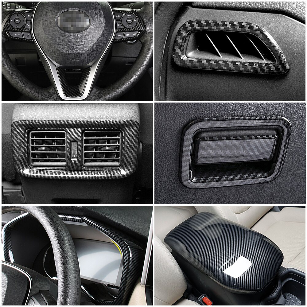 For Toyota Rav 4 Rav4 5 Gen Carbon Fiber Printed ABS Interior Moulding Center Console Dashboard Modify Decoration